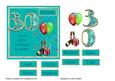 30th Birthday Card with Champagne, Balloons and Gift