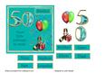 50th Birthday Card with Champagne, Gift & Balloons