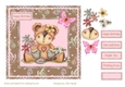 Multi purpose card with decoupage gardener teddy & butterfly
