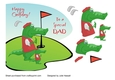Birthday card for Dad with decoupage crocodile playing golf