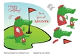 Birthday card for Brother with decoupage crocodile playing golf