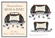 Pearl wedding anniversary card for Mum & Dad with wedding car and trailing cans