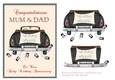 Ruby wedding anniversary card for Mum & Dad with wedding car and trailing cans