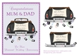 Diamond wedding anniversary card for Mum & Dad with wedding car and trailing cans