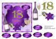 18th Birthday card toppers with wine, glasses and flowers