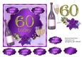 60th Birthday card topper with wine, glasses and flowers