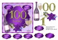 100th Birthday card topper with wine, glasses and flowers
