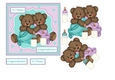 Congratulations card for baby twins with baby bears and bottles