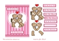 Anniversary card with kissing teddy bears decoupage