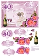 40th Birthday card with decoupage roses & vintage lady
