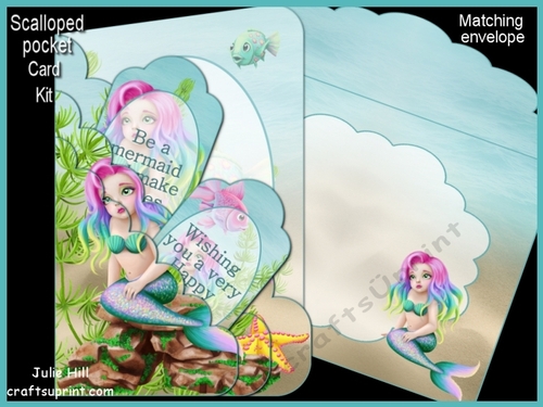 Mermaid scalloped pocket card kit