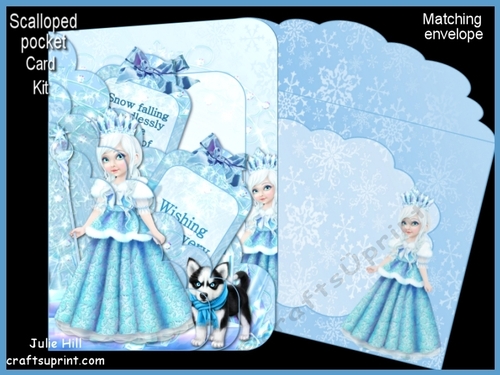 Winter princess scalloped pocket card kit