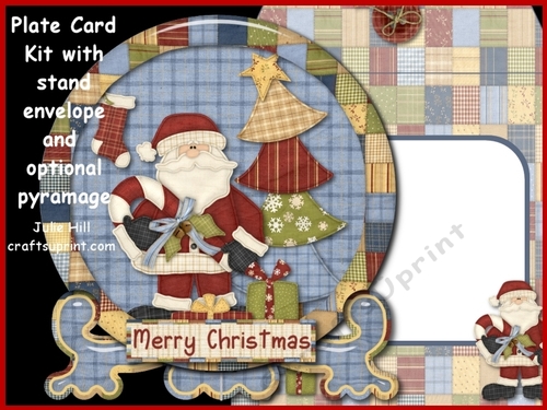 Homespun vintage Christmas plate card kit