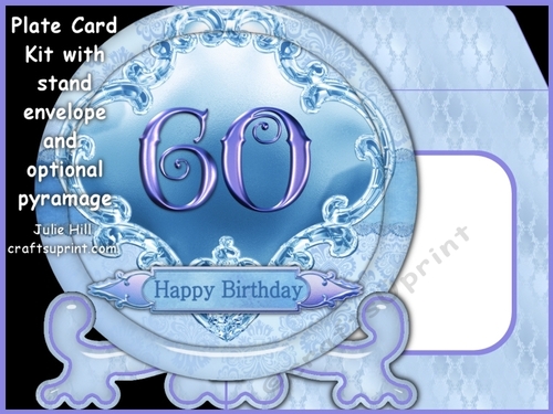 Ice blue 60 Birthday plate card kit