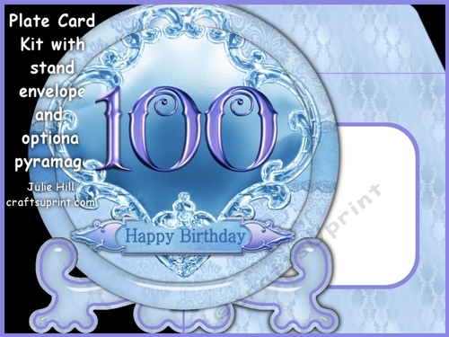 Ice blue 100 Birthday plate card kit