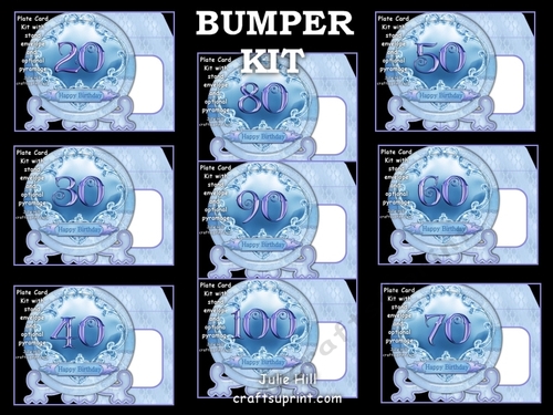 Bumper kit Ice blue age Birthday plate card kits