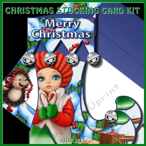 Christmas girl  stocking card kit