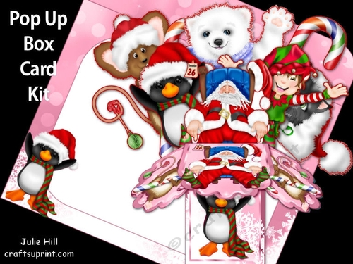 Christmas 2 Pink pop up box card kit