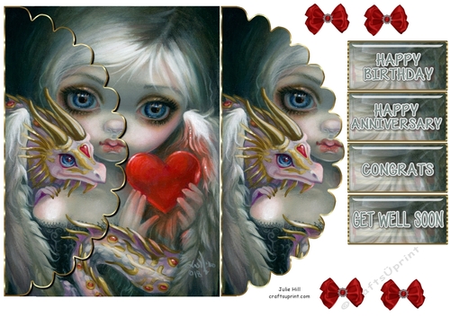 Strangeling Dragonling hearts envelope card