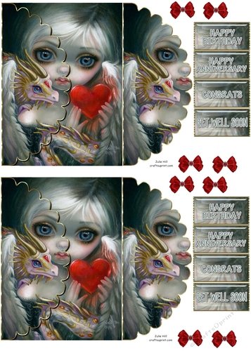 Strangeling Dragonling hearts C6 envelope card