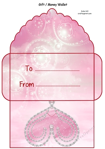 Pink sparkle heart valentine money gift wallet