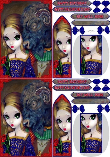 Beauty and the beast Strangeling C6 bookmark card sheet