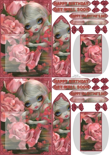 Strangeling with roses Get well Soon C6 bookmark card sheet