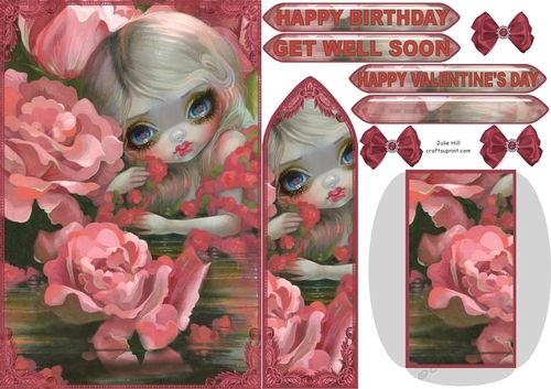 Strangeling with roses Get well Soon bookmark card sheet