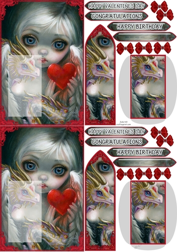 Strangeling Dragonling with heart Get well Soon C6 bookmark card sheet