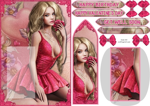 Sexy lady Valentine bookmark card sheet