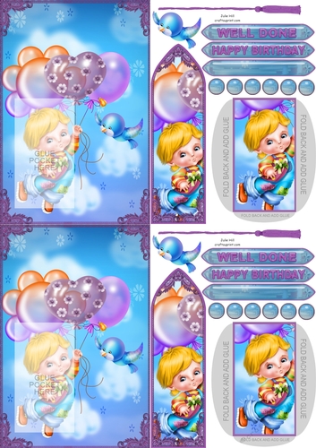 Boy balloons birthday bookmark card