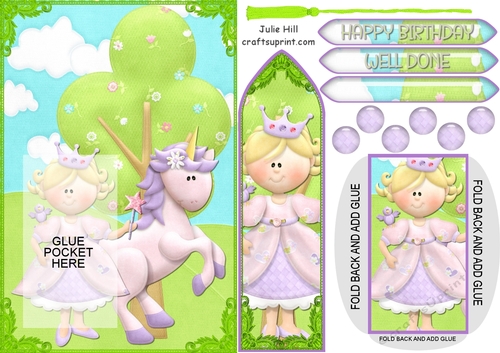 Unicorn Princess fairytale dreams birthday bookmark card
