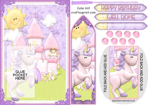 Fairytale dreams birthday card with frame bookmark card