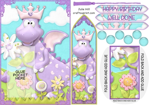Dragon Princess fairytale dreams birthday bookmark card