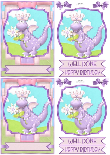 Dragon Princess fairytale dreams birthday quick card C6