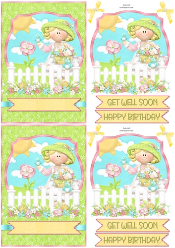 Bumbleberry cottage garden birthday quick card C6