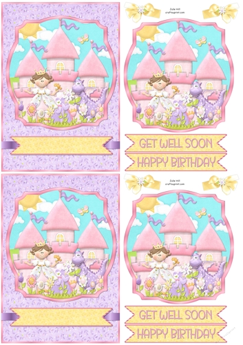 Fairytale dreams princess and castle birthday quick card C6
