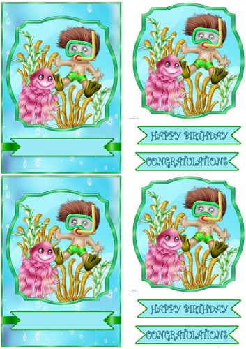 Under the sea birthday quick card C6
