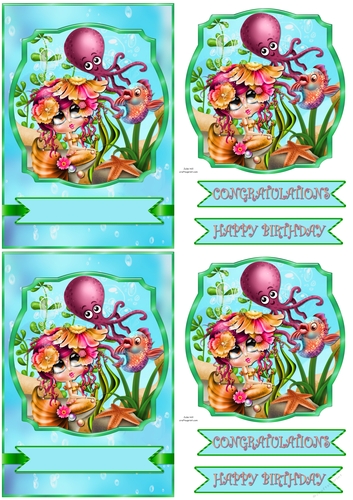 Under the sea mermaid quick card C6