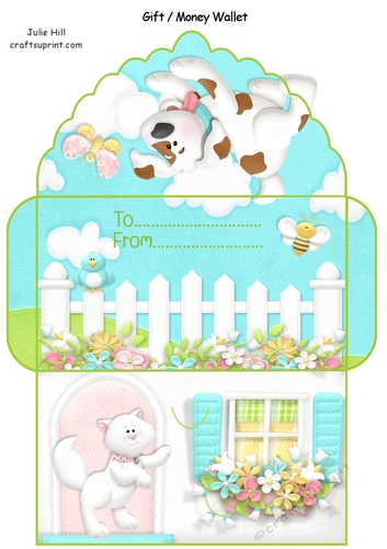 Cottage garden animals money gift wallet