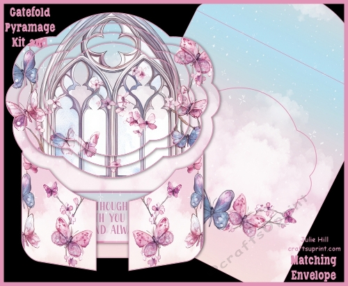 Deepest Sympathies Church Window With Butterflies Gatefold Pyramage card kit