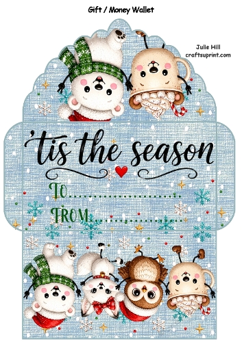 Tis the season blue Christmas gift card money wallet