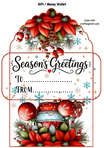 Seasons greetings white poinsettia Christmas gift card money wallet