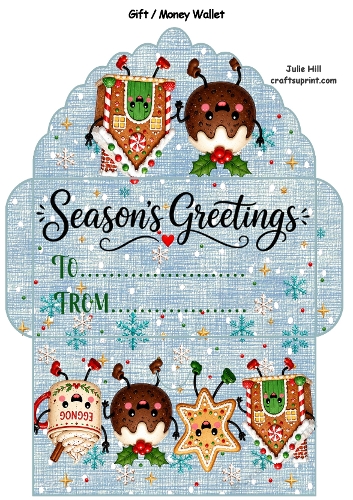 Seasons greetings blue Christmas gift card money wallet