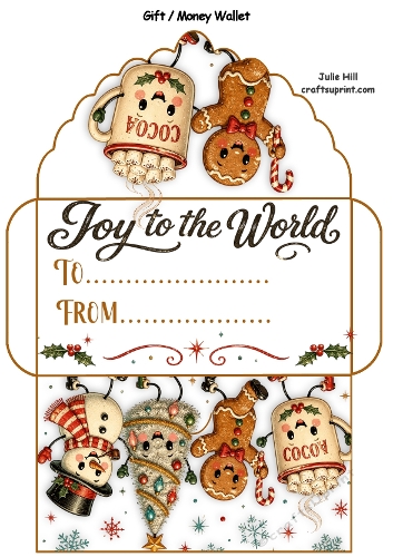 Joy to the world white Christmas gift card money wallet