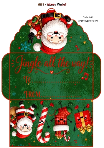 Jingle all the way green Christmas gift card money wallet