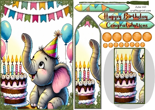 Cute Elephant and candles bookmark card