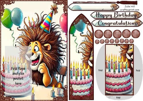 Funny lion cake bookmark card