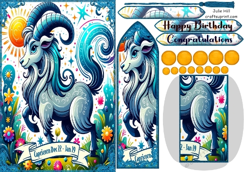 Zodiac Capricorn bookmark birthday card