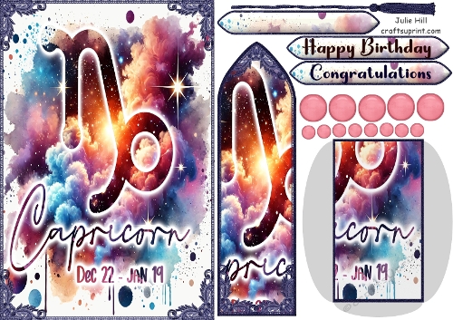 Zodiac Capricorn symbol bookmark keepsake card